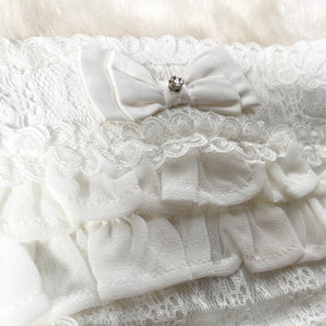 縦柄レース マナーパンツ マジックテープタイプ 白 縦柄レース 接写