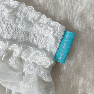 縦柄レース マナーパンツ マジックテープタイプ 白　縦柄レース 接写