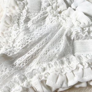 縦柄レース マナーパンツ マジックテープタイプ 白 縦柄レース 接写