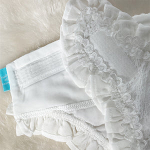 縦柄レース マナーパンツ マジックテープタイプ 白 縦柄レース 接写