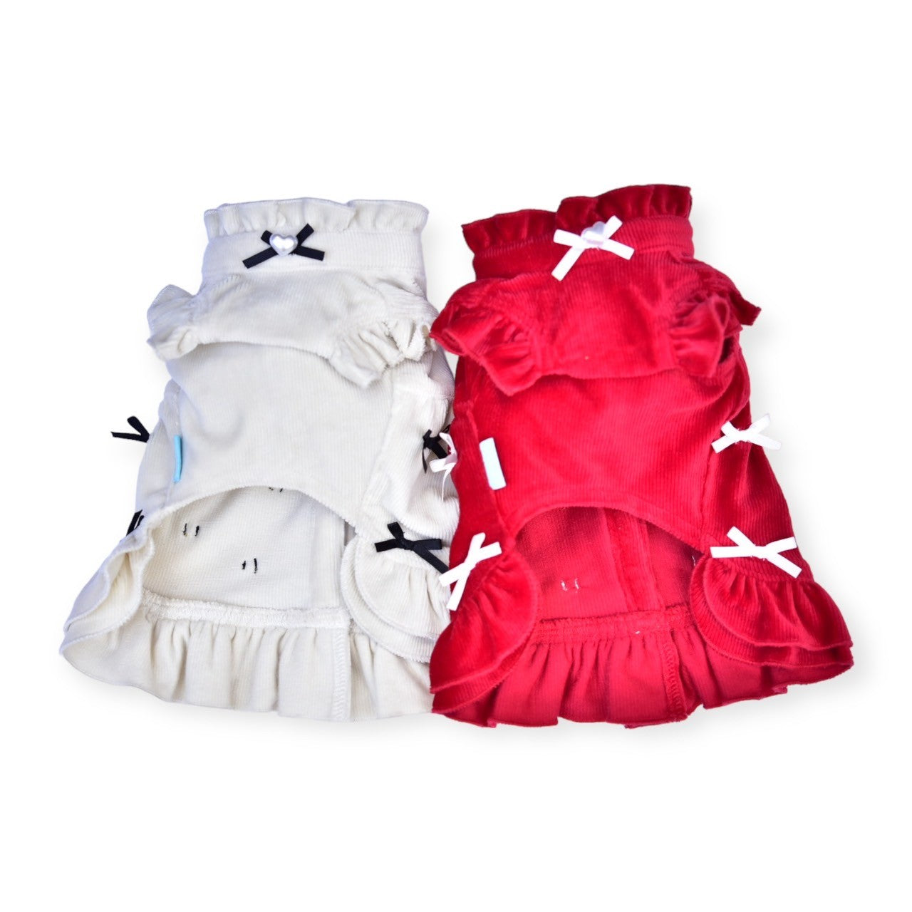 リボンいっぱいコーデュロイPUワンピース | 犬服 小型犬 ドッグウェア