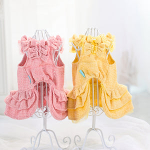 KALINA スプリングツイードワンピース ピンク ディテール フリル ツイード生地
前