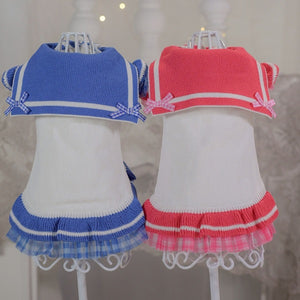 UVカットセーラーニットワンピース ブルー・ピンク 商品単体 後ろ面