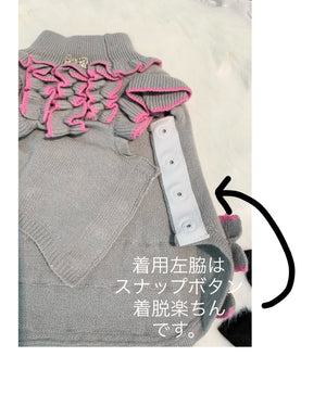ニット配色フリルワンピース