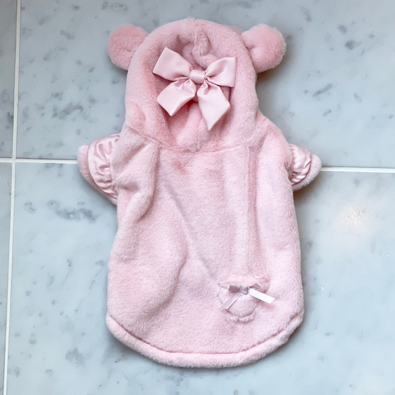 [イヌノハナ]ふわもこパーカー Mサイズ ピンク 犬服 ふわもこくまさんパーカー| ワンコ服のカリーナ可愛い犬服ワンコと