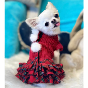 カシミヤ混クリスマスポンポンワンピース
