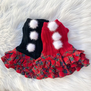 カシミヤ混クリスマスポンポンワンピース