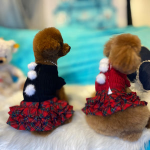 カシミヤ混クリスマスポンポンワンピース