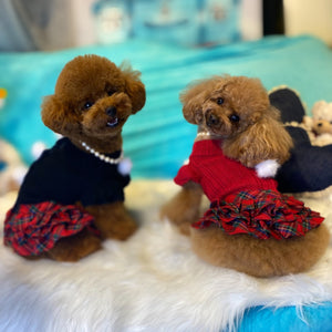 カシミヤ混クリスマスポンポンワンピース