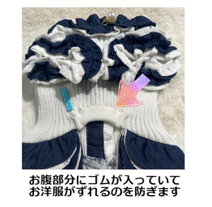 ニットリブデニム切り替えワンピース