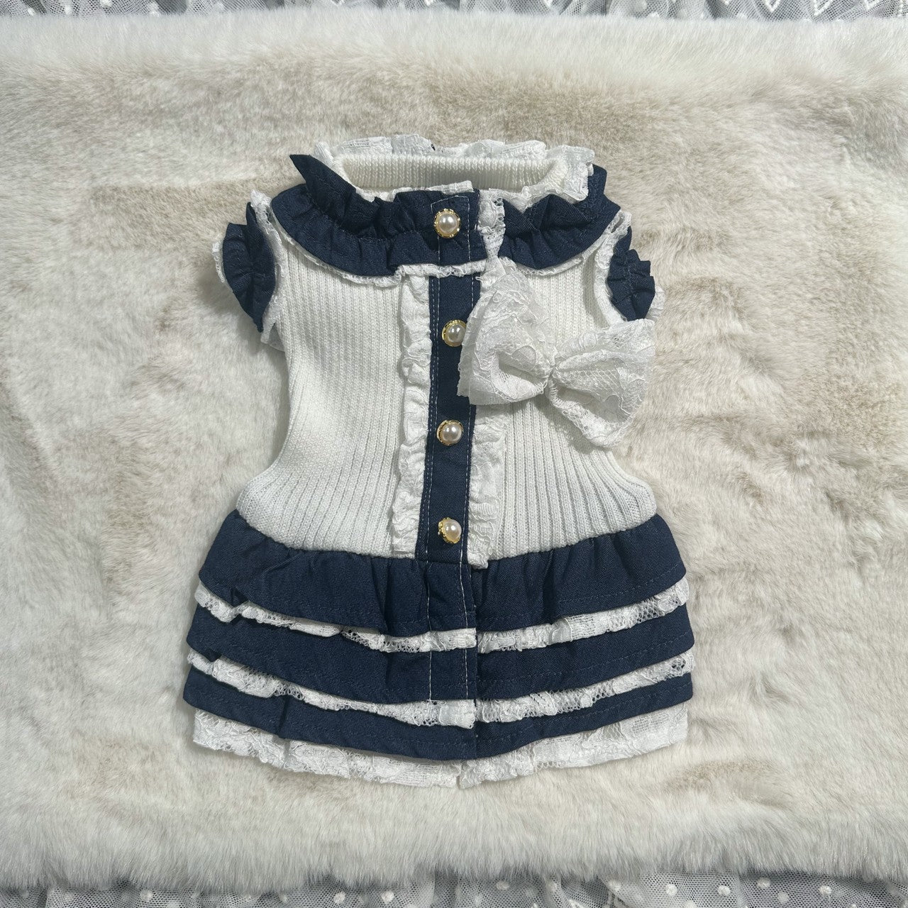 ニットリブデニム切り替えワンピース | 犬服 小型犬 ドッグウェア KALINA