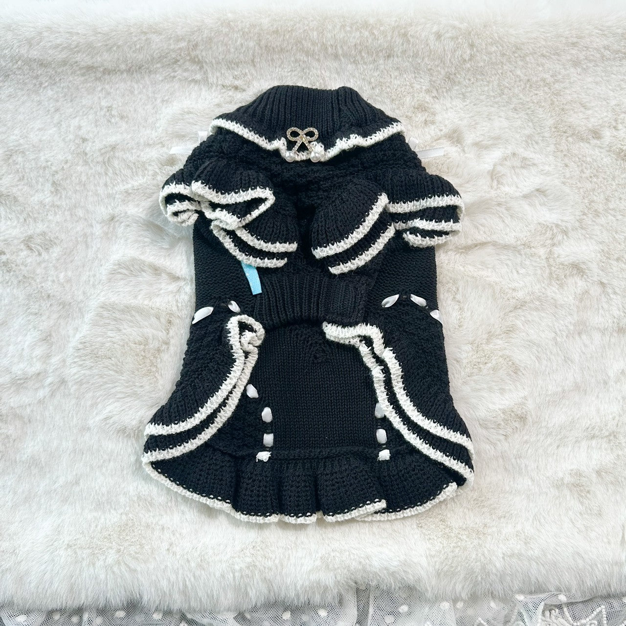 ニットかの子ハートリボンワンピース - ワンコ服KALINA