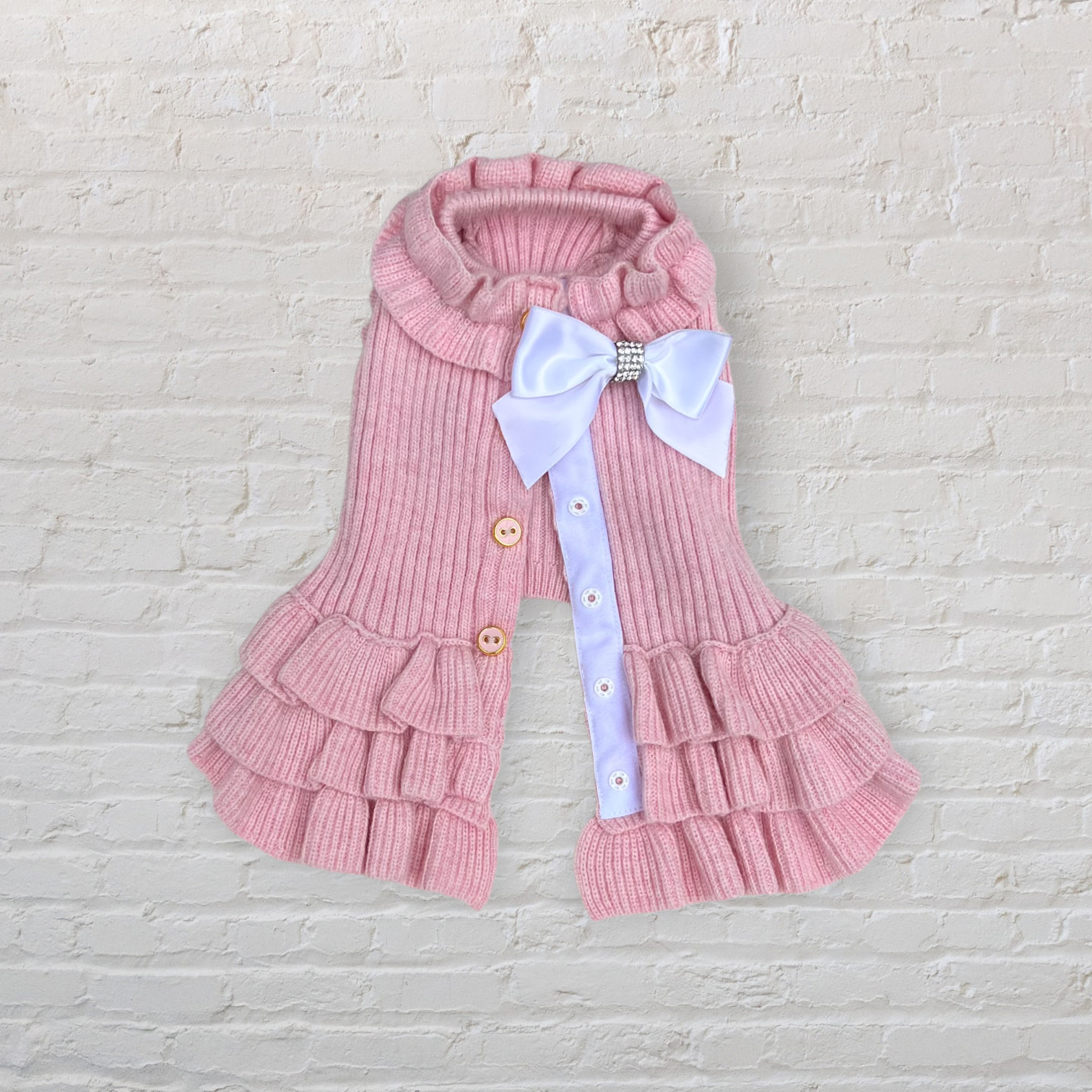 ナイツブリッジ ピンク ニット アンゴラ混 袖リボン かわいい おしゃれ