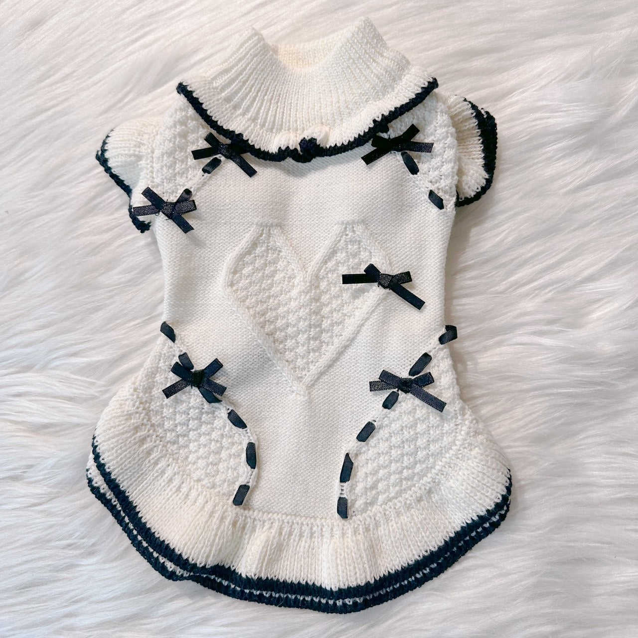 ニットかの子ハートリボンワンピース | 犬服 小型犬 ドッグウェア 秋冬 KALINA